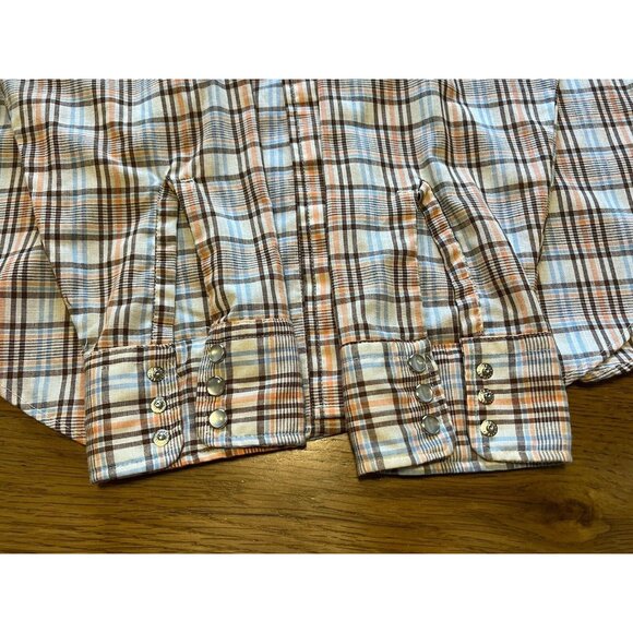 Lariat Western Pearl Snap Plaid Long Sleeve‎ Shirt Size 16 16 1/2 Country VTG - Picture 10 of 11